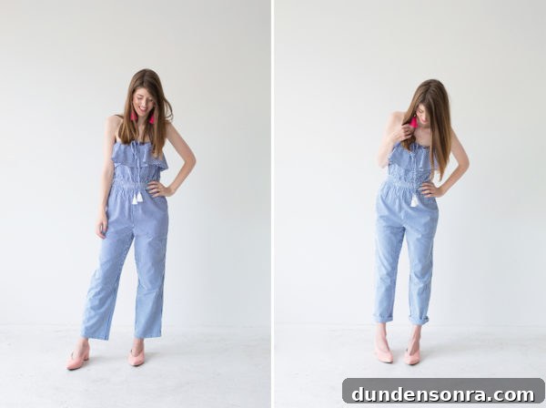 A woman wearing overalls