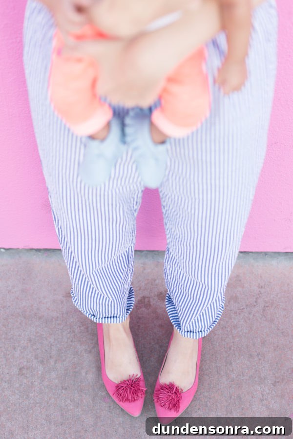 Someone wearing striped pants
