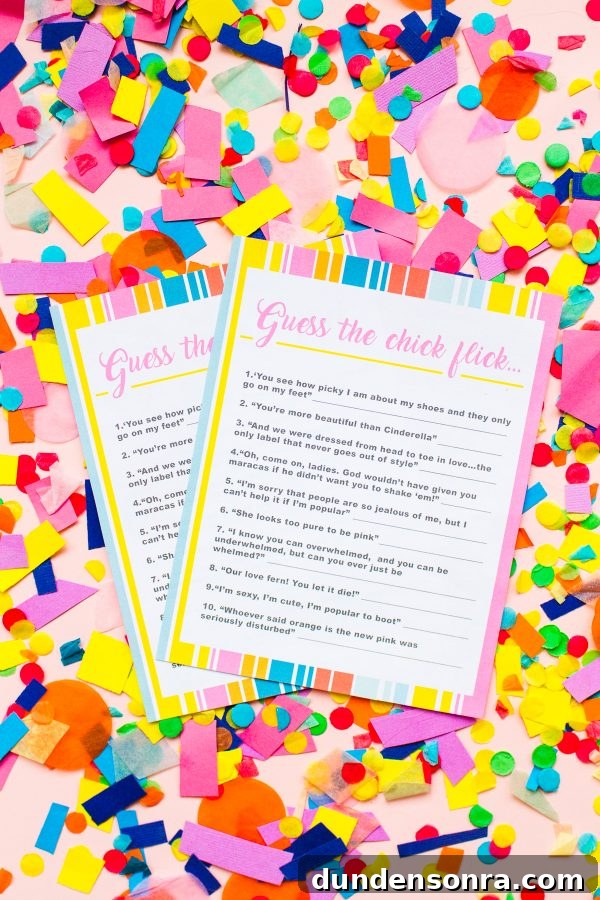 Free Printable Chick Flick Movie Bingo Game 5 Free Printable Chick Flick Game