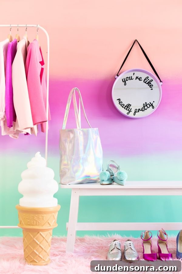 How to Create a Stunning Ombre Accent Wall with Paint Tips 2 An ombre wall and bench