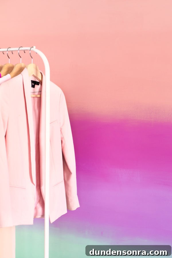 How to Create a Stunning Ombre Accent Wall with Paint Tips 14 Ombre wall and pink coats