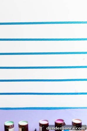 How to Create a Stunning Ombre Accent Wall with Paint Tips 6 Blue stripes