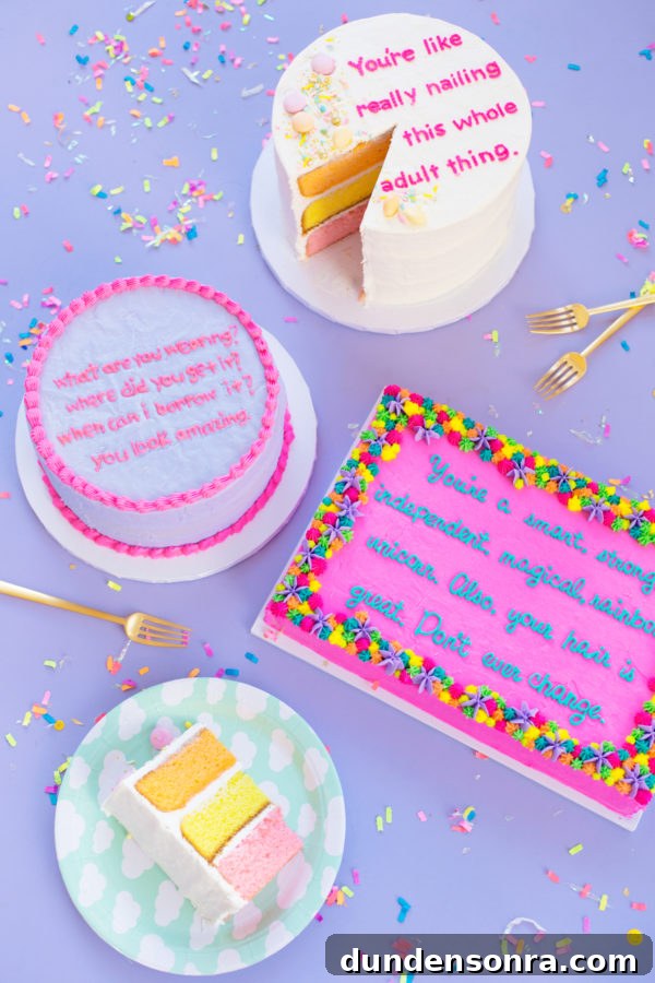 Colorful compliment cakes