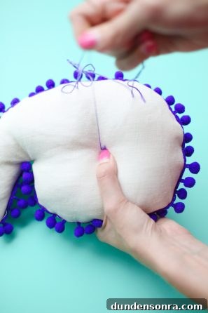 Pillow with colorful stitching 
