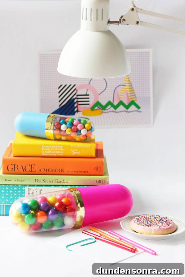 DIY Sprinkle Pill Paperweight: Make a Colorful Resin Desk Weight 10 A stack of rainbow books