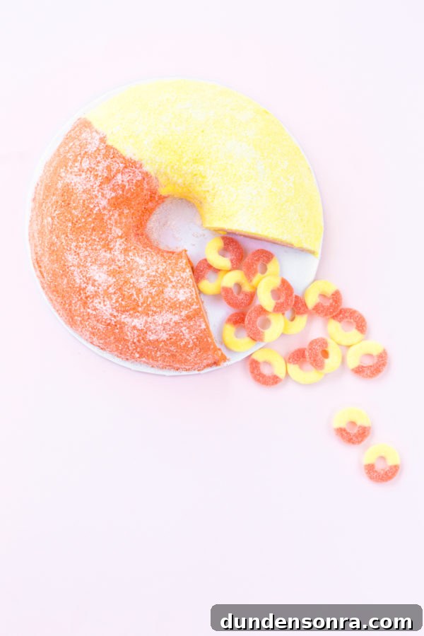 Peach ring cake and gummies 