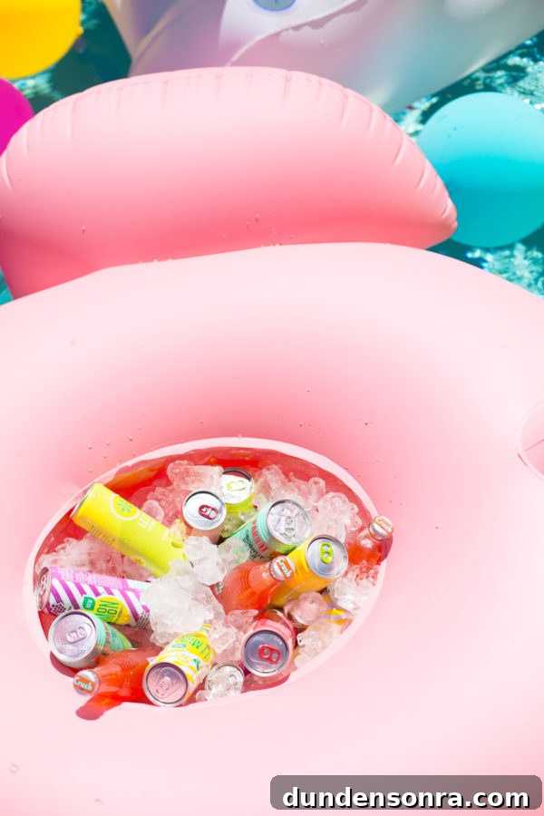 DIY Flamingo Cooler Float: Build a Fun Pool Drink Holder 3 A floatie with drinks in it