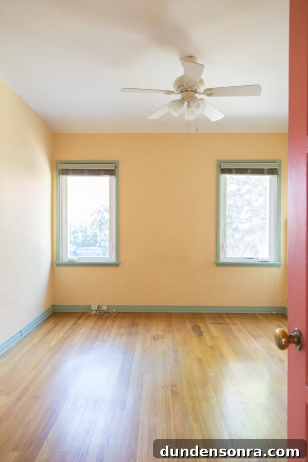A room with a hard wood floor