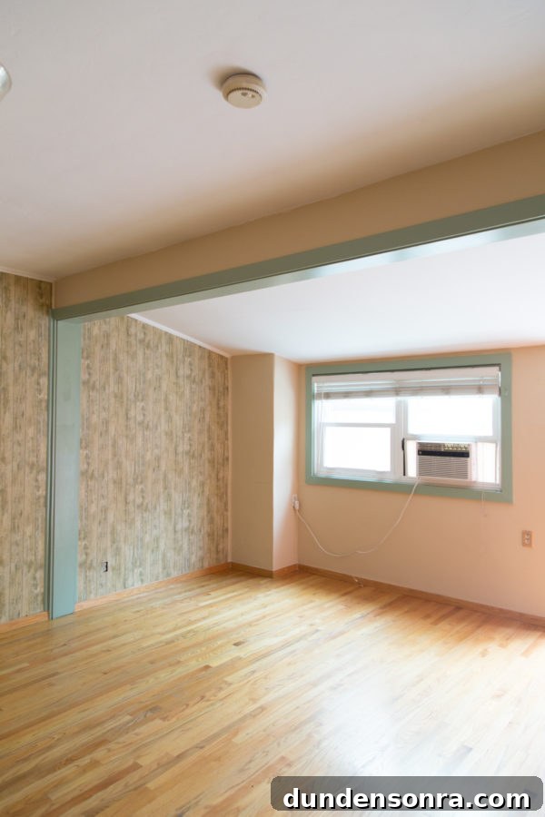 A room with a wood floor