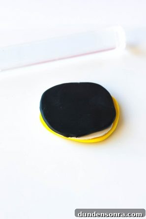 Black circle on yellow circle