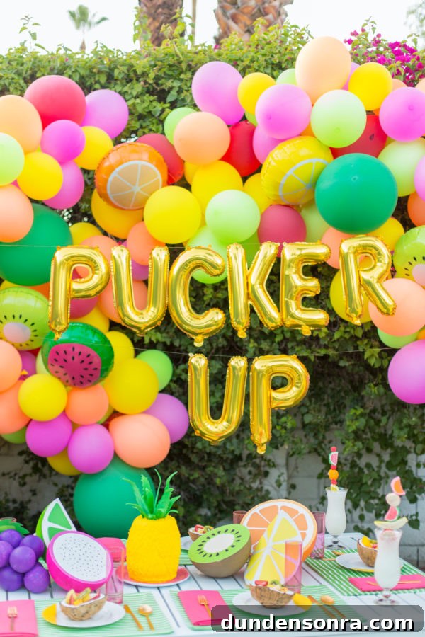 Balloons that say "Pucker Up"