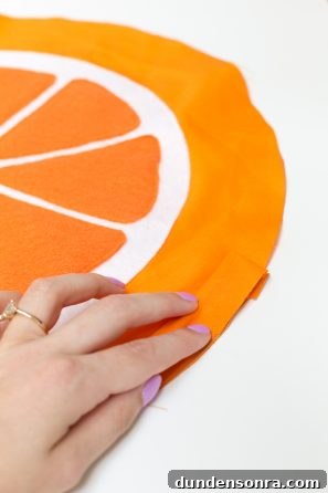 Make Your Own Fruit Slice Pillows: Simple Sewing Tutorial 12 Orange felt