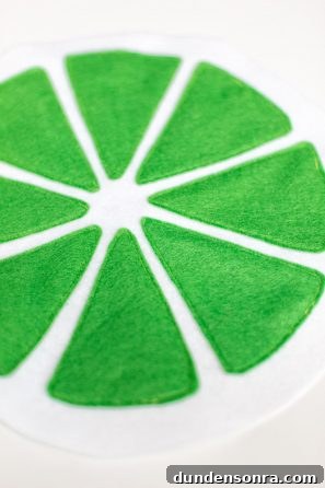 Make Your Own Fruit Slice Pillows: Simple Sewing Tutorial 6 Green felt triangles
