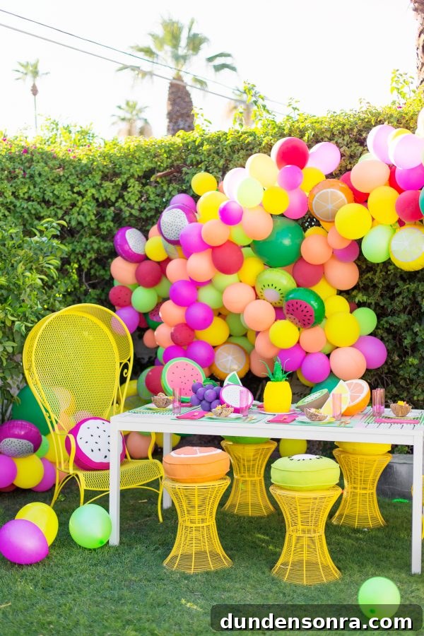 A table with fruit decor