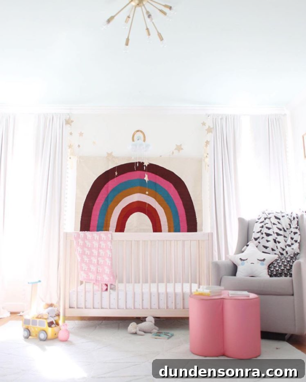 Arlo’s Nursery Ideas from The Mindwelling: Stylish Baby Room Inspiration 4 A crib and a rainbow