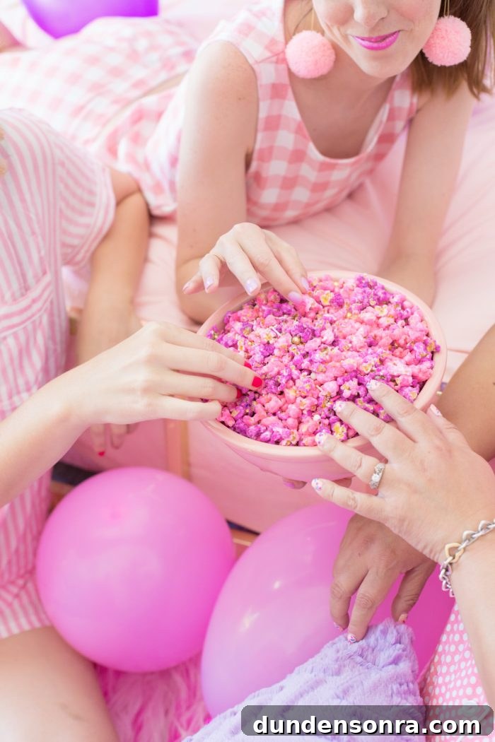 Pink Popcorn for a Slumber Party