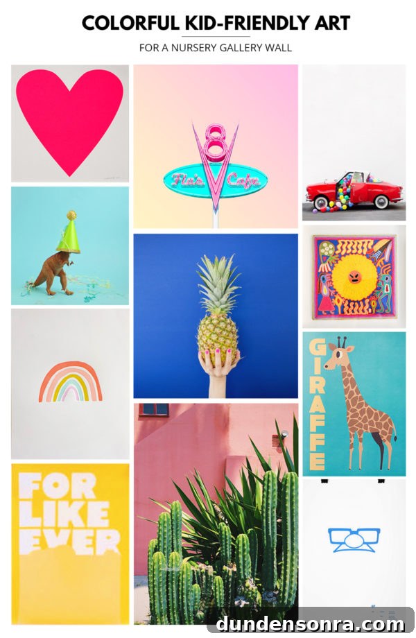 Colorful Kid-Friendly Art for a Nursery Gallery Wall