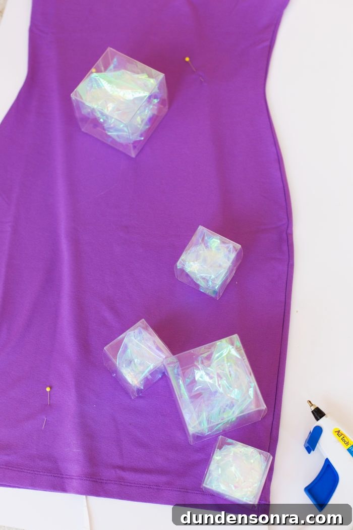 Homemade Rock Candy Costume Guide for Kids and Adults 7 Purple dress with tape