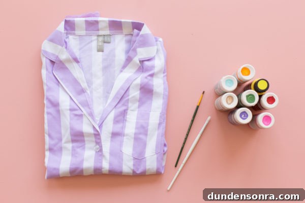 DIY Donut Button Pajamas and Our New Weekend Morning Routine 8 A purple and white striped shirt
