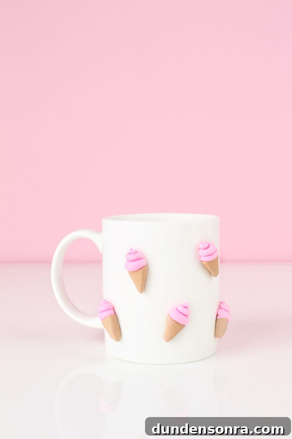 DIY 3D Clay Mugs: Step-by-Step Guide to Sculpted Ceramic Cups 7 Mug with ice cream on it
