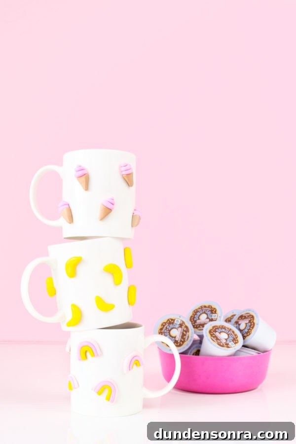 DIY 3D Clay Mugs: Step-by-Step Guide to Sculpted Ceramic Cups 8 Mugs stacked