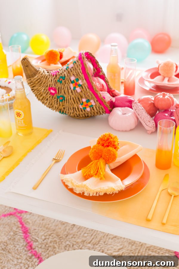 Thank You for Being a Friend: Pom-Pom Filled Friendsgiving Celebration 15 Thanksgiving plate setting