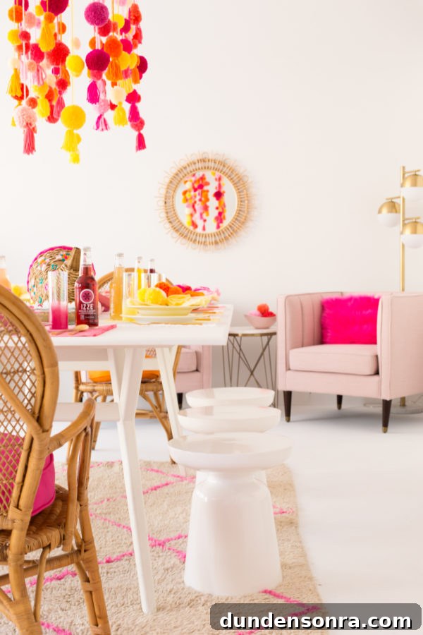 Thank You for Being a Friend: Pom-Pom Filled Friendsgiving Celebration 16 Colorful dining table