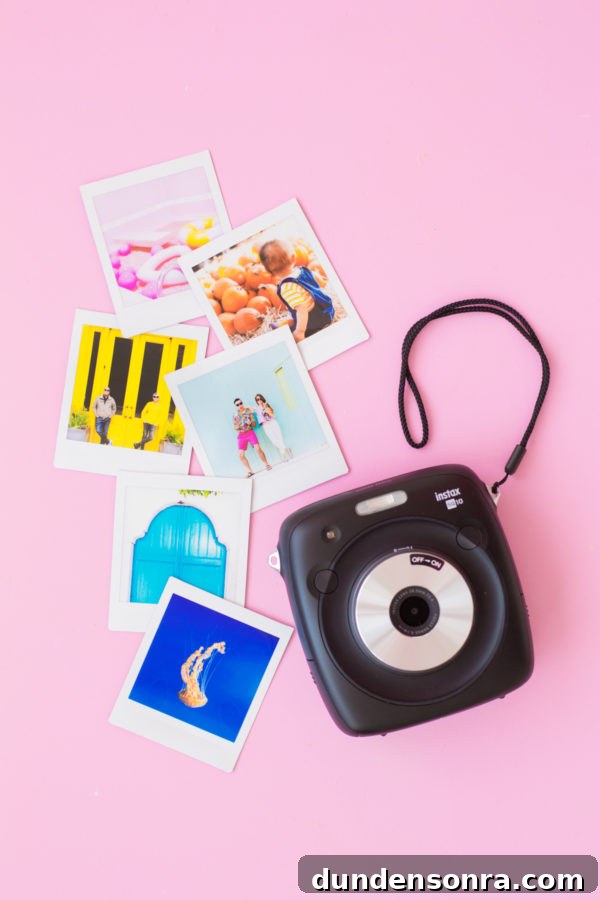 DIY Rainbow Photo Collage Using Instax Square Photos 11 Polaroid and photos