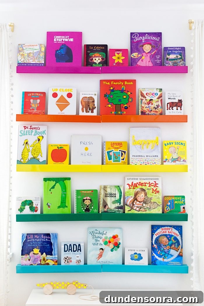 Colorful Rainbow Nursery Design Ideas for Babies and Toddlers 10 Colorful shelves