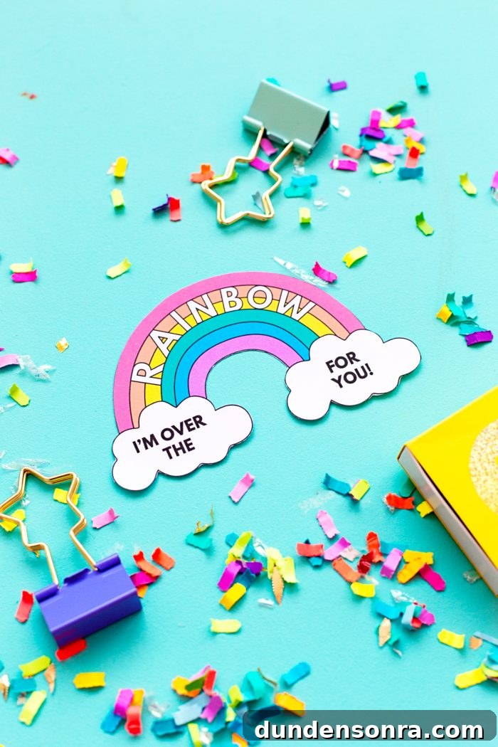 A rainbow printable on a table