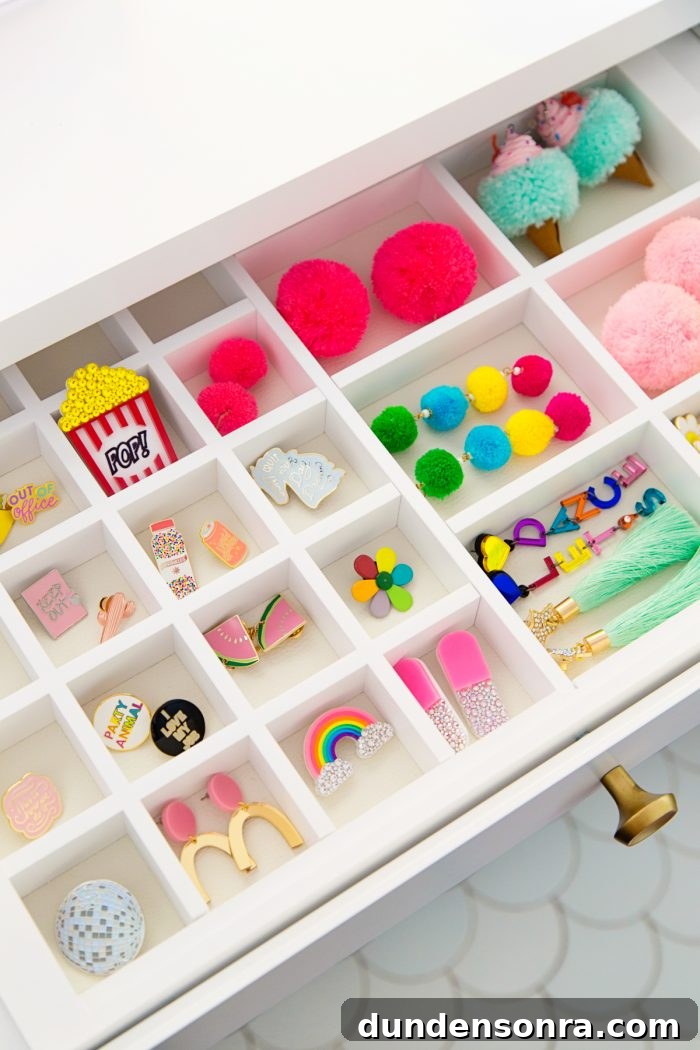 Closet Laundry Room Reveal and Clever Space-Saving Ideas 10 Colorful items in a drawer
