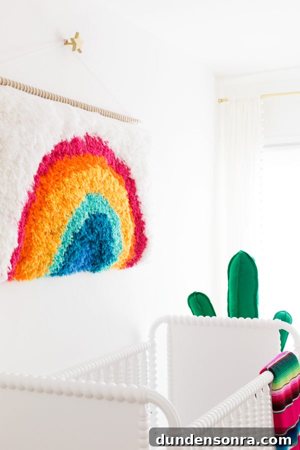 A close up of rainbow art