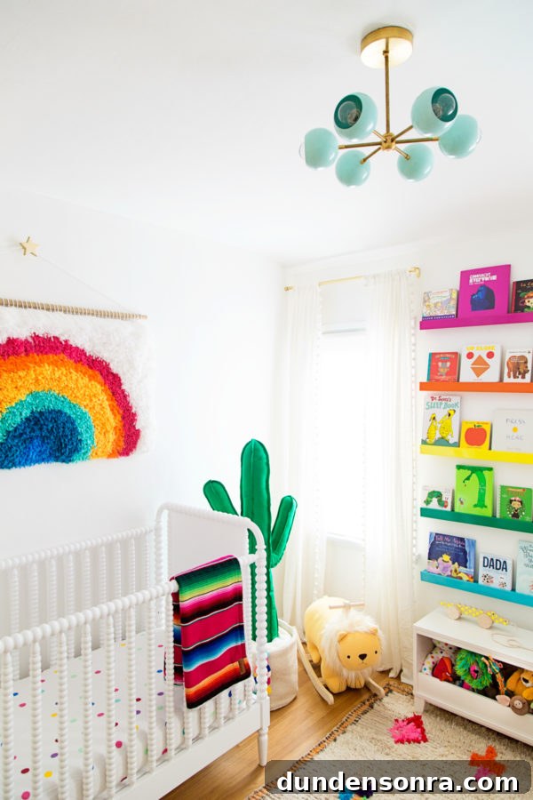 A room with colorful decor