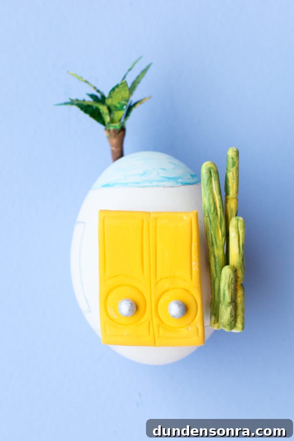 DIY Palm Springs Easter Egg Decor: Bright, Midcentury Craft Ideas 14 An egg with a yellow door on it