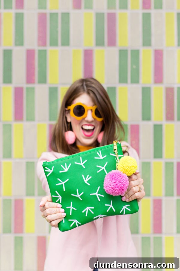 Behind the Scenes: Crafting Our Cactus Clutch Handbag 2 Someone holding a cactus clutch