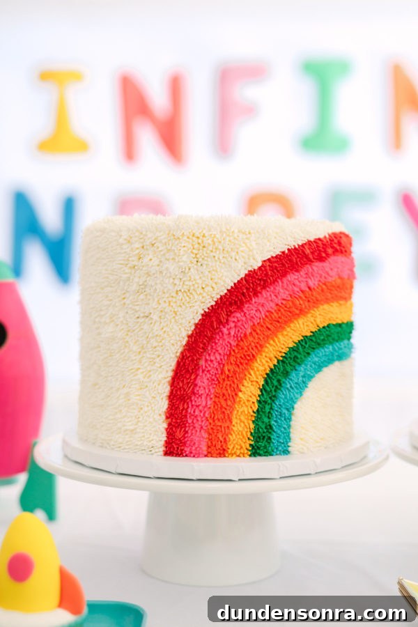 Arlo’s To Infinity and Beyond First Birthday Party Ideas 7 Rainbow Cake | To Infinity and Beyond First Birthday Party