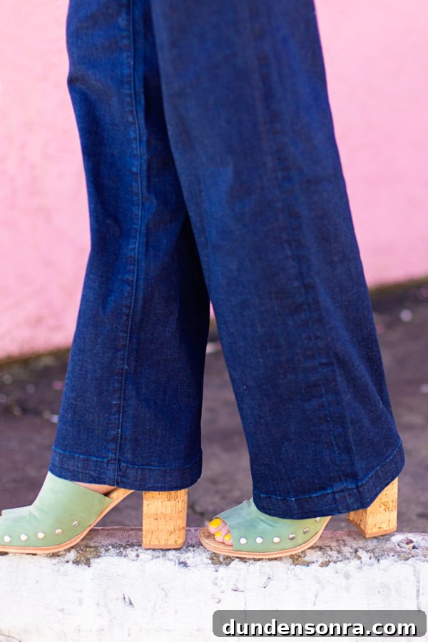 Someone wearing jeans and heels 