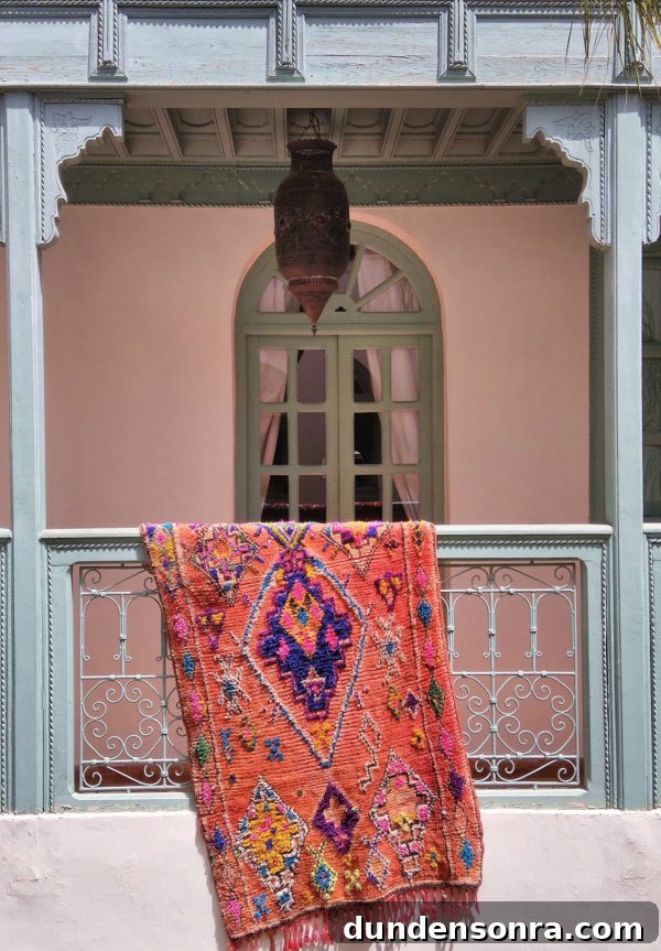 A rug on a balcony