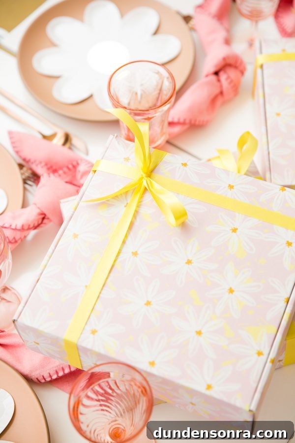 A box with flowers and ribbon
