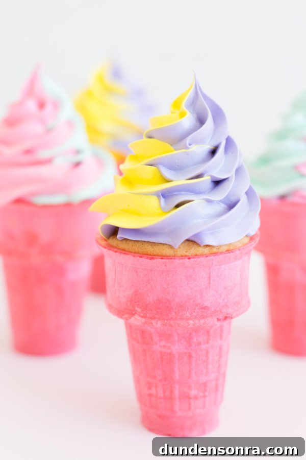 How To Make Colorful Ice Cream Cone Cupcakes