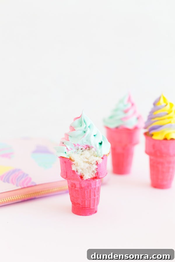 How To Make Colorful Ice Cream Cone Cupcakes