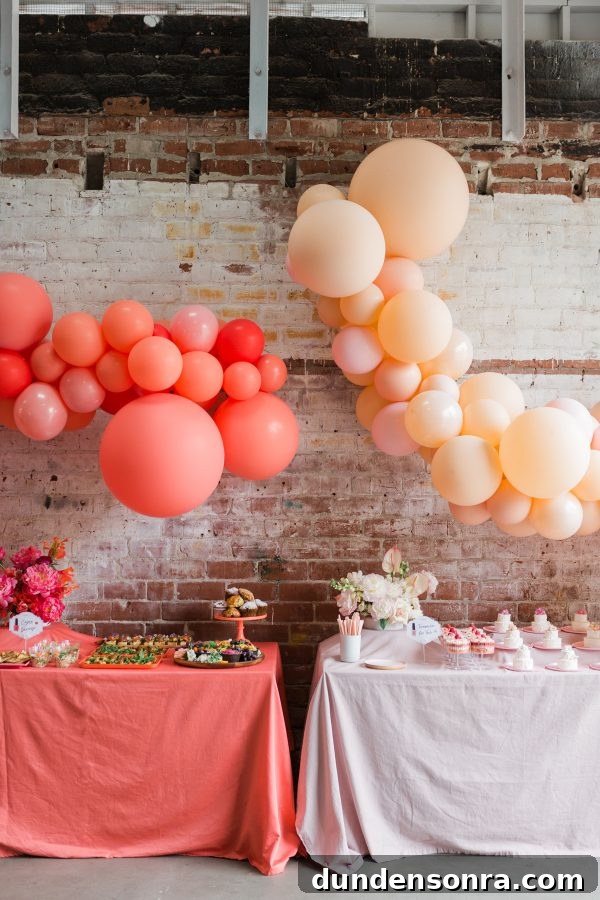 Pink tables with balloons