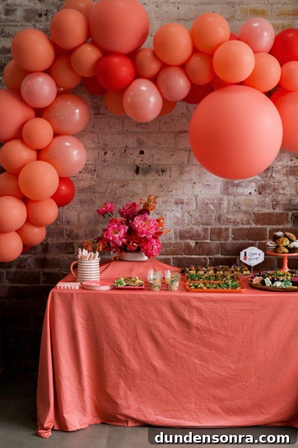 Balloons over a pink table