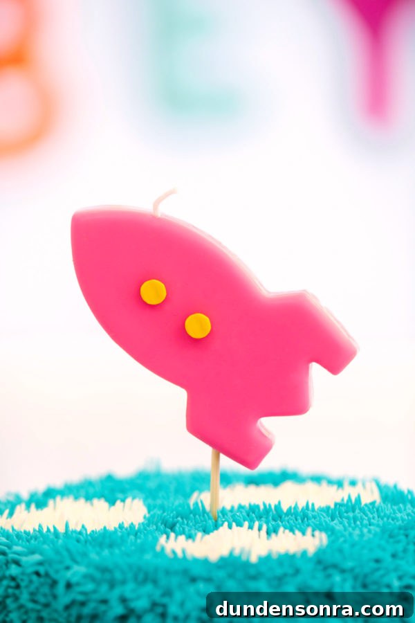 Close up of a rocketship candle