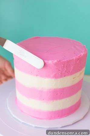 A pink and white cake