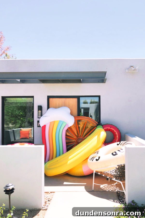 Weekend Getaway in Scottsdale: Friends, Food & Outdoor Fun 4 A bunch of floaties near a door