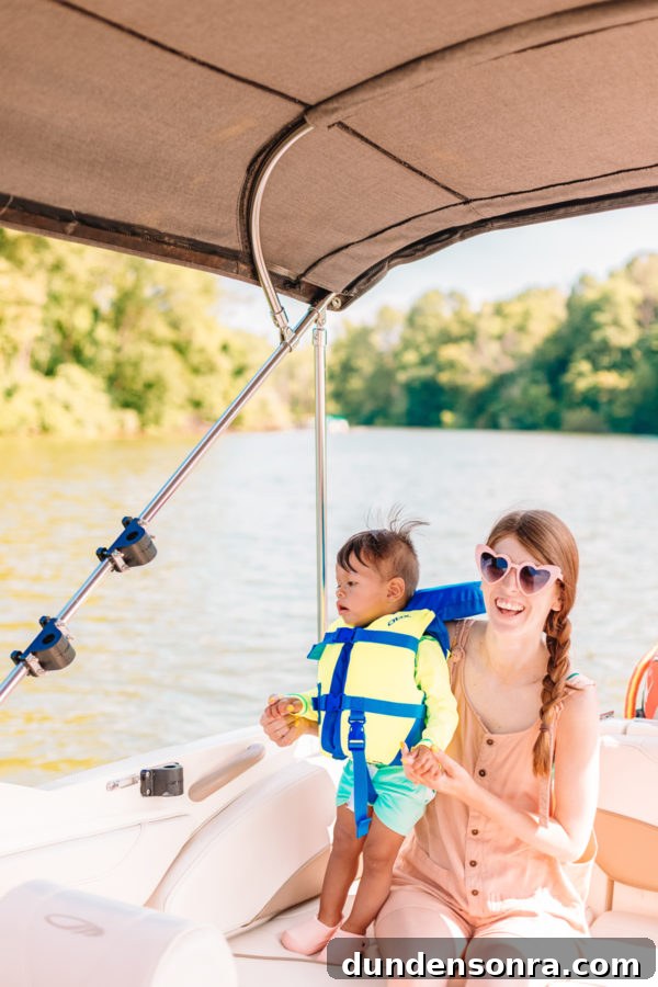 Family Lake Getaway: A Weekend of Fun, Fishing, and Relaxation 10 A little boy and a woman on a boat