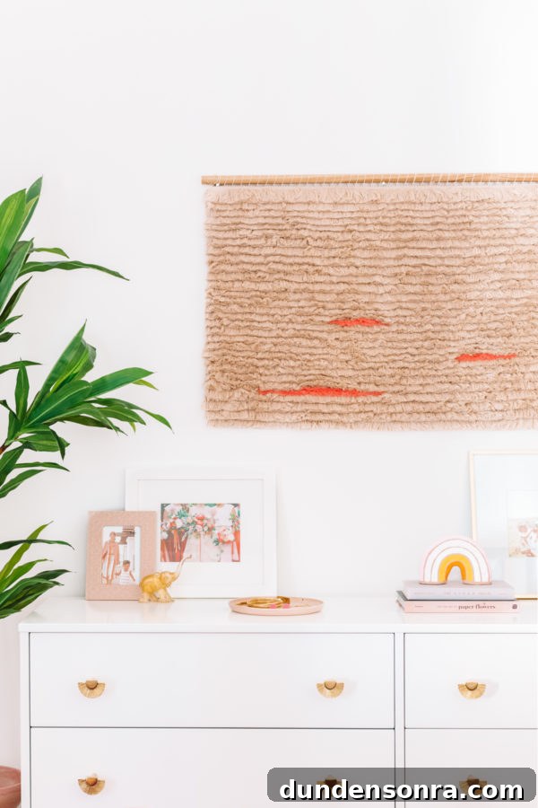 DIY Boho Fringe Wall Hanging: Step-by-Step Guide for Beginners 8 Decor on a white dresser