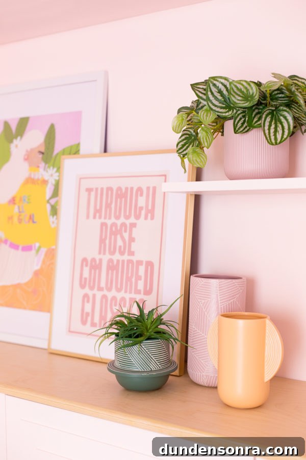 Close up of plants and pink pots