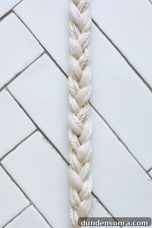 A close up of a braided rope